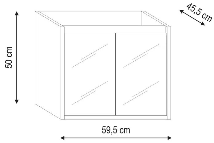 Base per mobile bagno Loto 1 cassetto 2 ante P 45.5 x L 59 x H 50 cm olmo rousseau con frontali in vetro