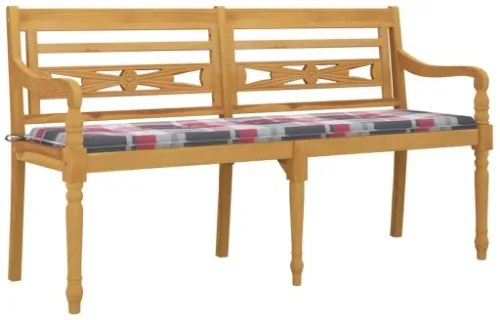 Panchina Batavia con Cuscino Motivo rosso 150 cm Massello Teak