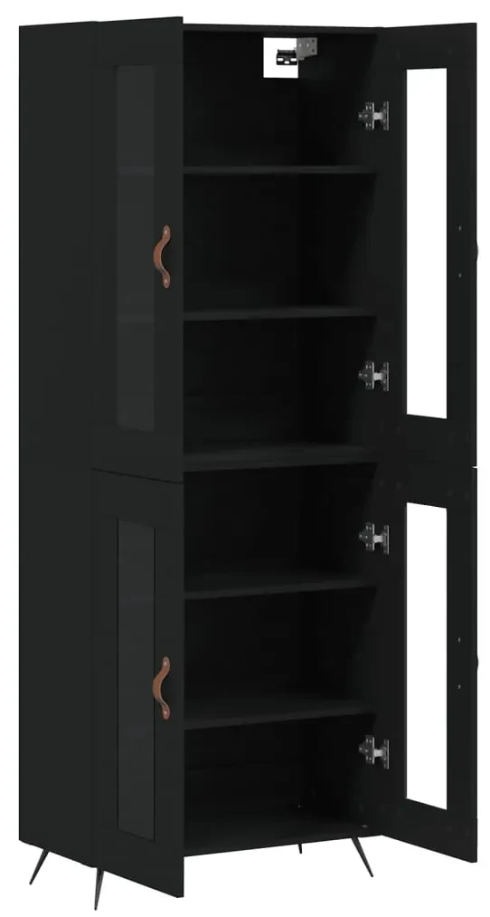 Credenza nera 69,5x34x180 cm in legno multistrato