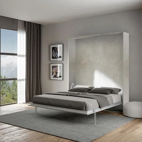 Letto matrimoniale THERES a scomparsa verticale Grigio 174x39xh210 cm