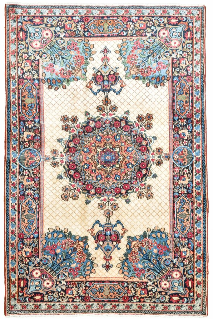 Mashad Tappeto 200x130 Beige (Iran) Annodato A Mano