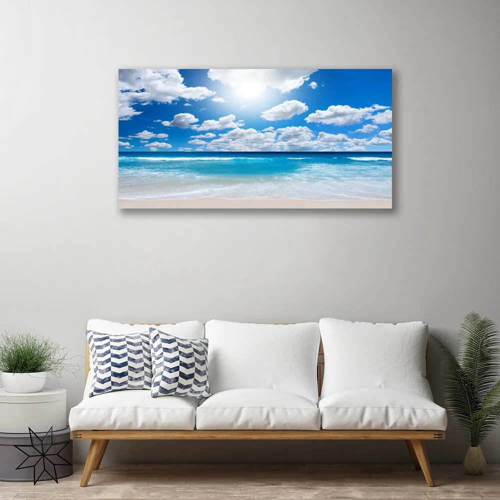 Stampa quadro su tela Paesaggio delle nuvole della spiaggia del mare 100x50 cm