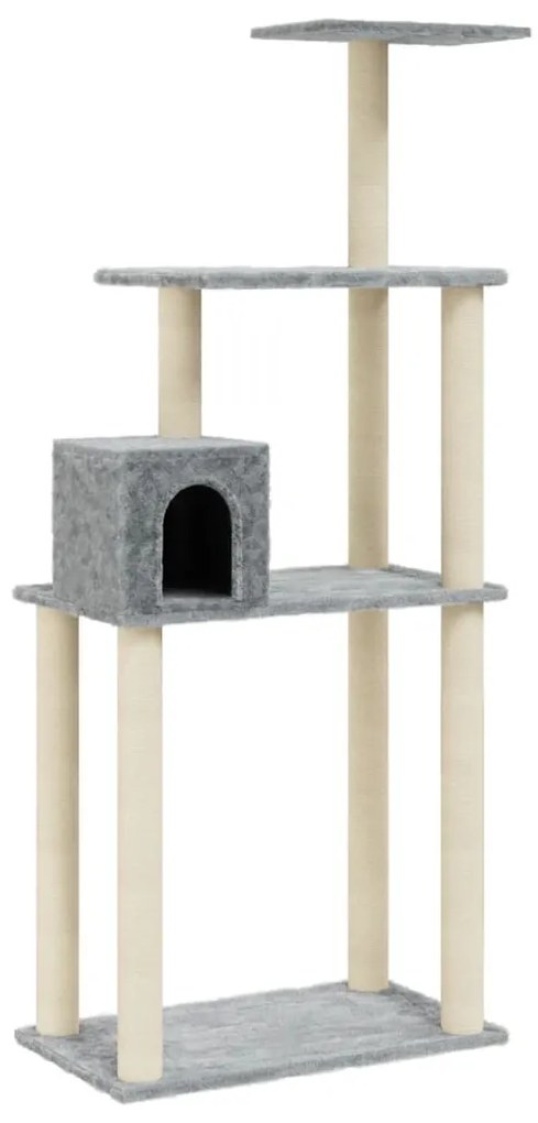 Albero per gatti con tiragraffi in sisal grigio chiaro 147 cm