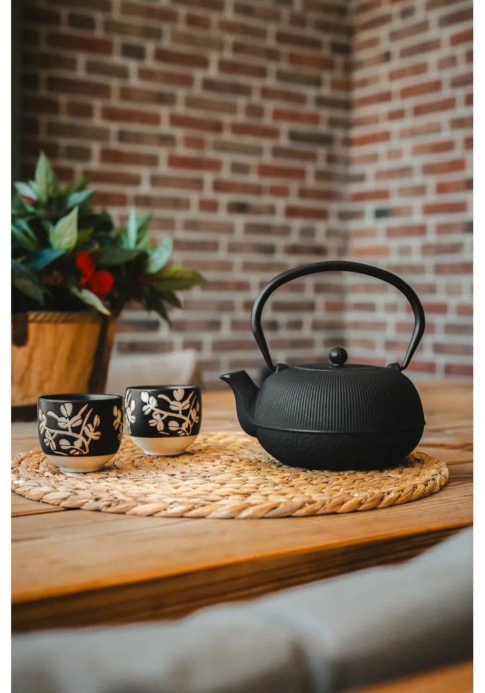 Set da tè in porcellana nera e lega Sichuan - Bredemeijer