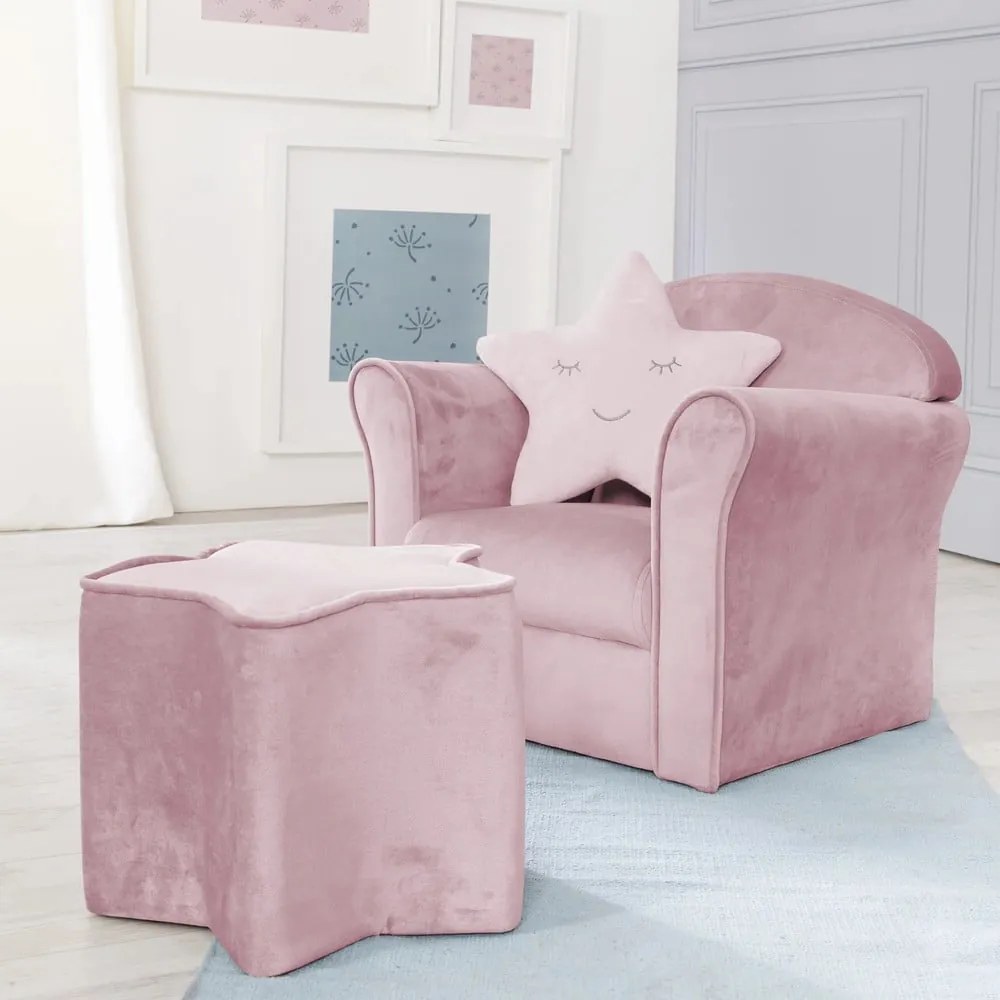 Sedia per bambini in velluto rosa chiaro Lil Sofa - Roba