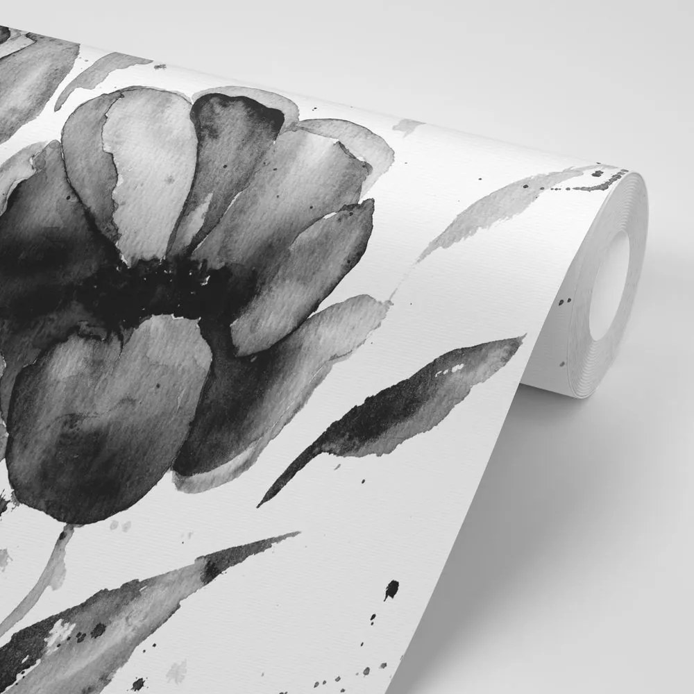 Carta da parati – Tulipani in Bianco e Nero in Stile Particolare