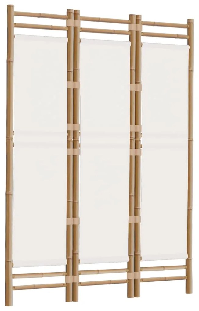 Divisorio ambienti 3 pannelli pieghevole 120 cm bambù e tela