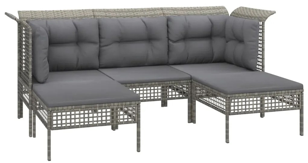 Set divani da giardino 6 pz con cuscini in polyrattan grigio