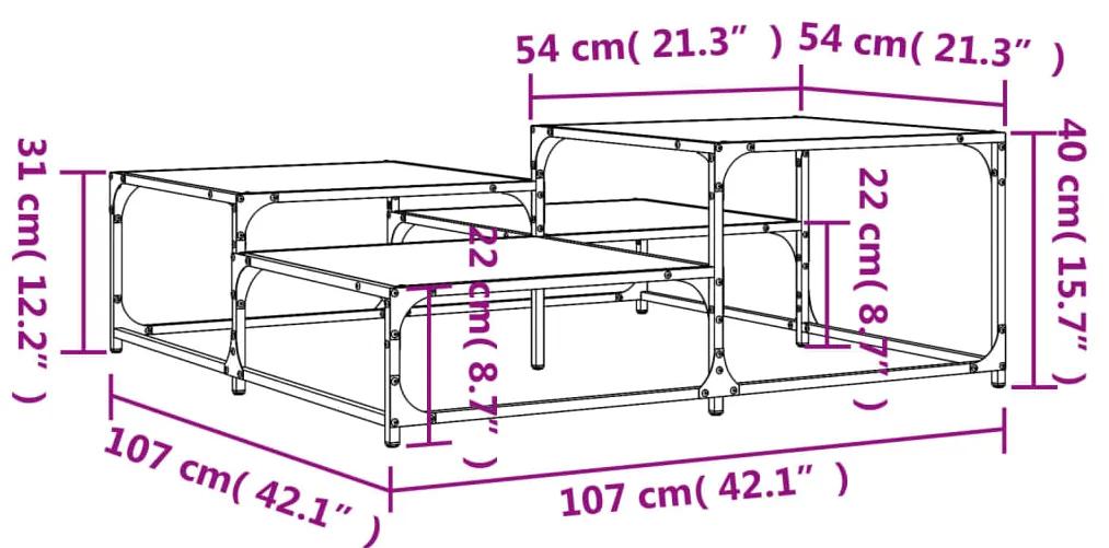 Tavolino Salotto Rovere Sonoma 107x107x40 cm Legno Multistrato