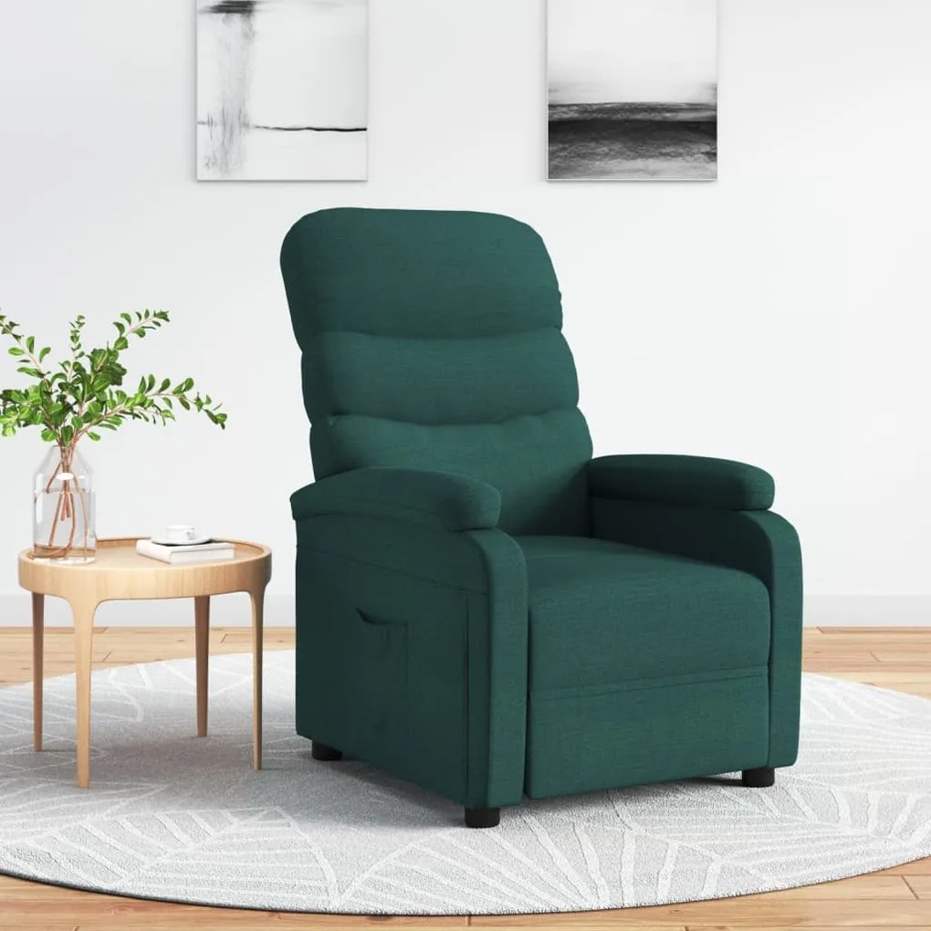 Poltrona Reclinabile İn Tessuto Verde Scuro /