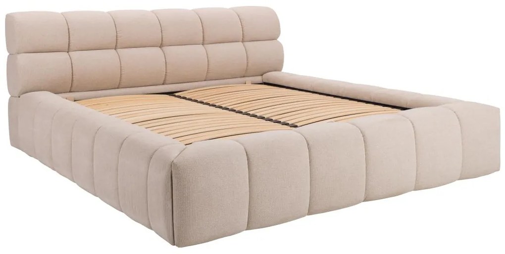 Letto con contenitore 200 x 200 cm Tessuto Beige  - FORVIK di PASCAL MORABITO