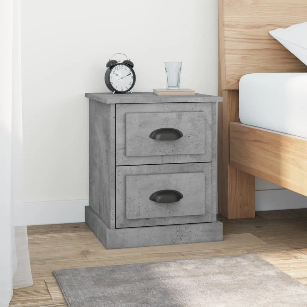 Comodini 2 Pz Grigio Cemento 39x39x47,5 Cm İn Legno Multistrato /