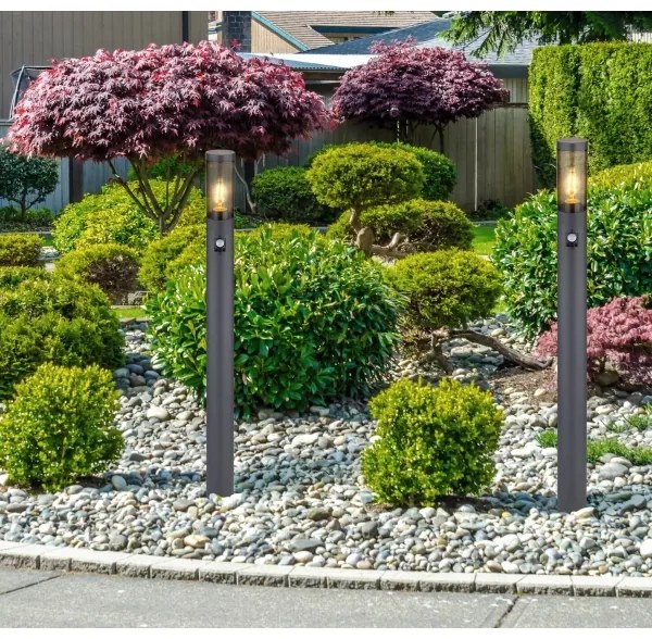 Globo 3159SAS - Lampada da esterno con sensore BOSTON 1xE27/15W/230V IP44 110 cm nero