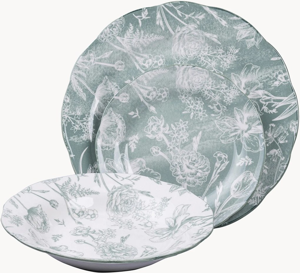 Servizio di piatti Fleurette Green 18 pz