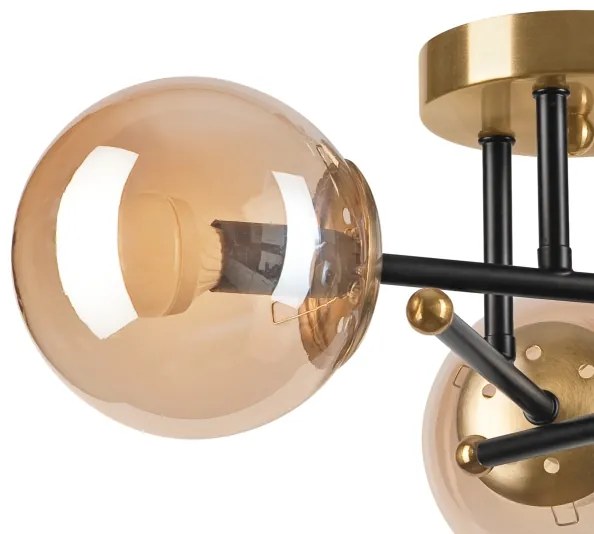 Lampadario a plafone MALENA 3xE14/5W/230V oro/nero/fumé beige