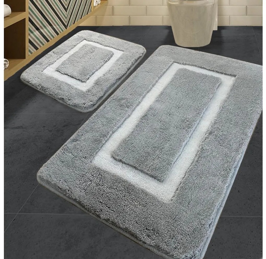 SET 2x Tappeto da bagno 60/100 cm grigio