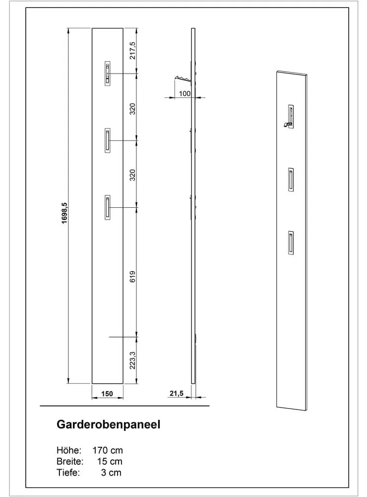 Appendiabiti da parete grigio Utah - Germania