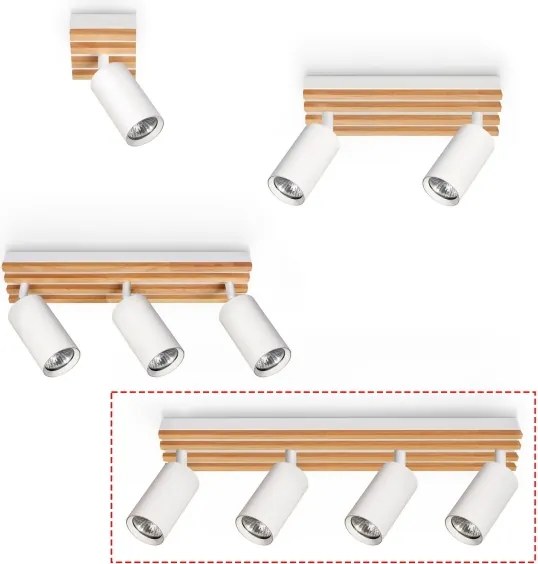 Brilagi - Faretto SELE WOOD ACOUSTIC 4xGU10/30W/230V bianco/legno