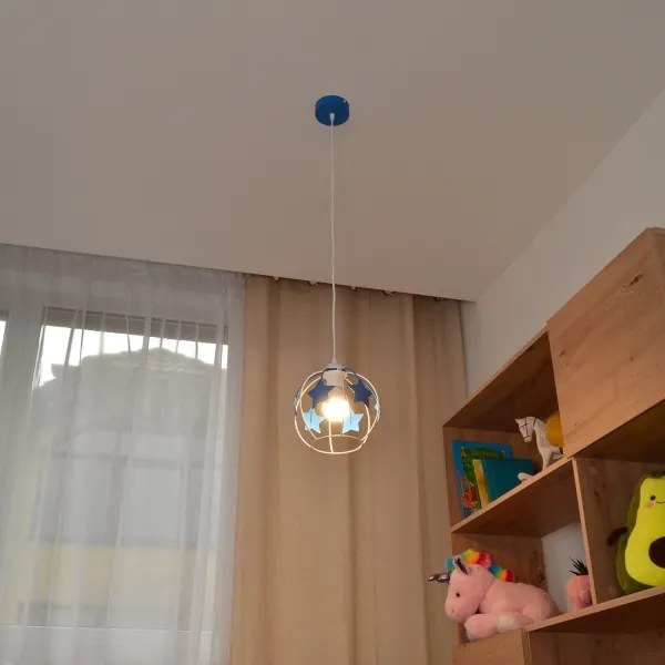 Lampadario a sospensione per bambini STARS 1xE27/15W/230V blu/bianco