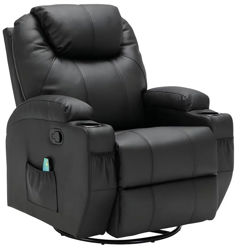 Poltrona massaggiante in Similpelle Nero - SILVANO