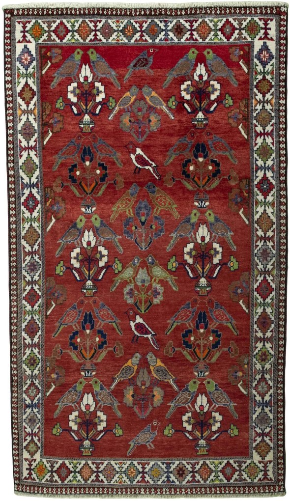 Shiraz Tappeto 140 x 240 Rosso (Iran) Annodato A Mano