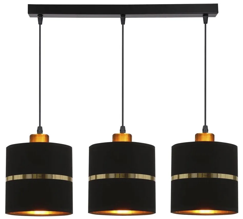 Lampadario a sospensione con filo ASSAM 3xE27/60W/230V nero