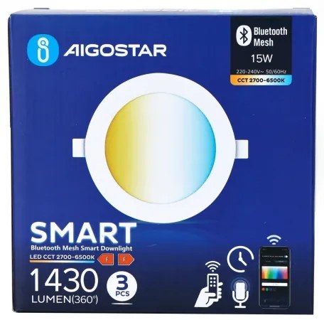 Aigostar-SET 3x Lampada da incasso LED dimmerabile MESH 15W/230V 2700K-6500K diametro 17cm
