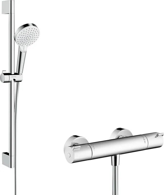 Sistema doccia esterno Crometta Vario con termostatico Ecostat 1001 CL e asta doccia 65 cm