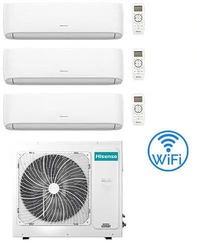 Hisense - Climatizzatore Condizionatore Hi Comfort Wifi R32 Trial Split Inverter 9000 + 9000 + 18000 btu con u.e. 5AMW105U4RQC Classe a++/a+