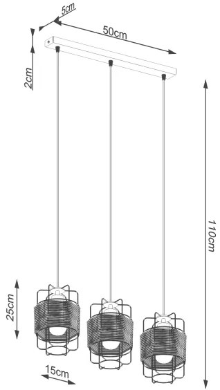 Sollux SL.1301 - Lampadario a sospensione con filo GIZUR 3xE27/15W/230V