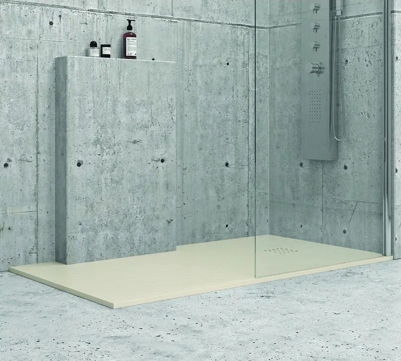 Kamalu - Piatto doccia 160x90 effetto pietra colore avorio crema