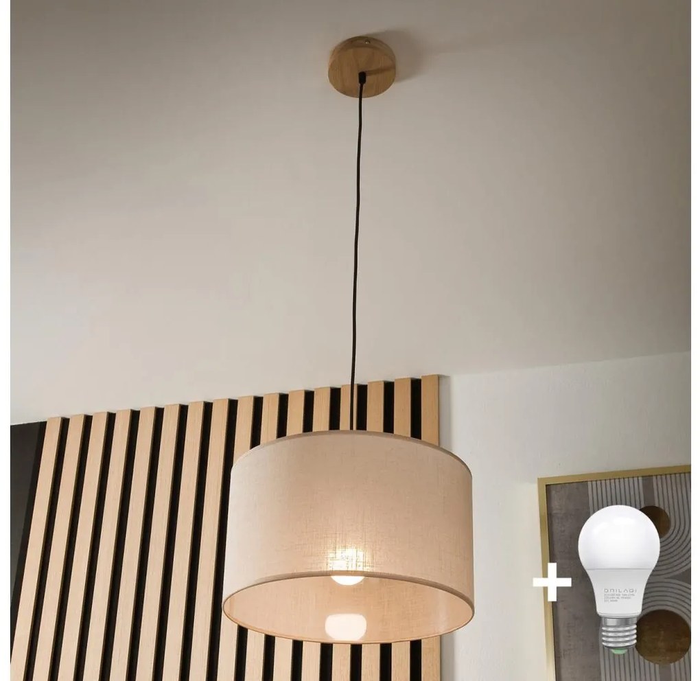 Brilagi - LED Lampadario a sospensione con filo ANTHONY 1xE27/60W/230V quercia/beige