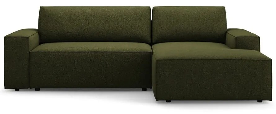 Divano letto angolare verde scuro in tessuto bouclé (angolo destro) Jodie - Micadoni Home