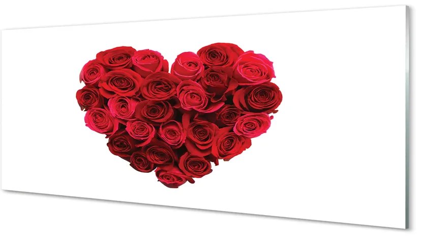 Quadro in vetro acrilico Cuore di rose 120x60 cm