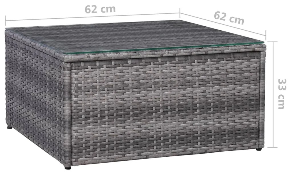 Set Divani da Giardino 7 pz con Cuscini in Polyrattan Grigio