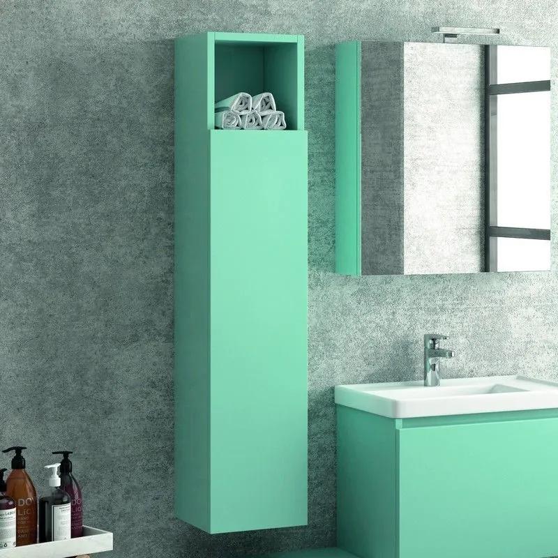 Kamalu - composizione mobili bagno sospesi 60 cm con lavabo, colonna, specchio e pensile sp-60a