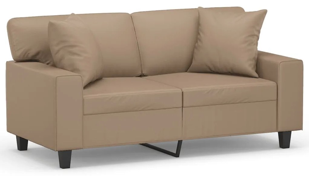 Divano a 2 posti con cuscini cappuccino 120 cm in similpelle