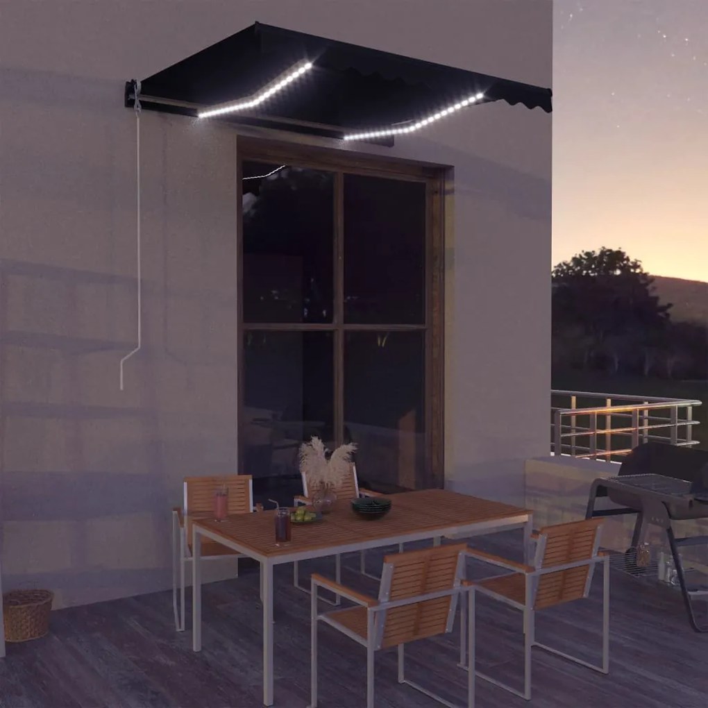 Tenda Da Sole Retrattile Manuale Con Led 300x250 Cm Antracite /
