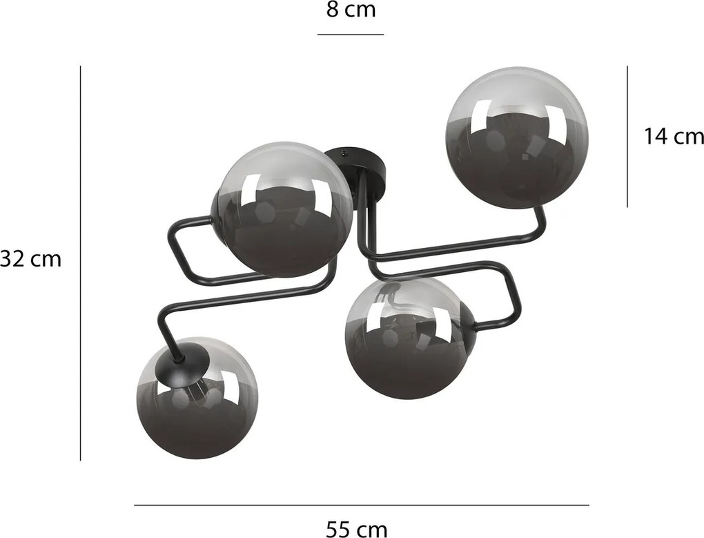 Lampadario da Soffitto BRENDI 4 in acciaio e vetro 4xE14