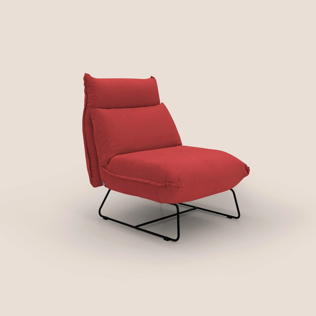 Tessa Poltroncina dal design moderno in morbida microfibra smacchiabile T11 rosso