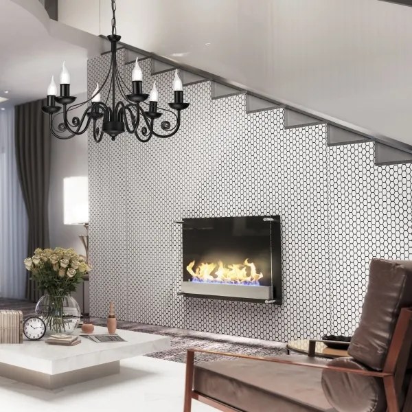 Lampadario a sospensione con catena DONATO 6xE14/40W/230V nero