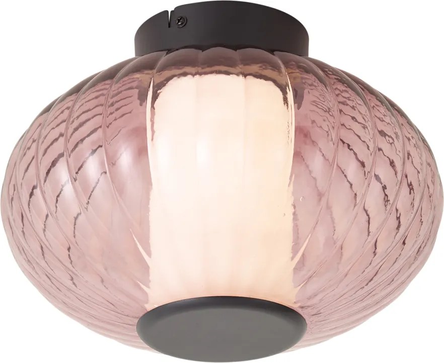 Plafoniera di design nera 28 cm con vetro viola con LED dimmerabile a 3 livelli - Margherite