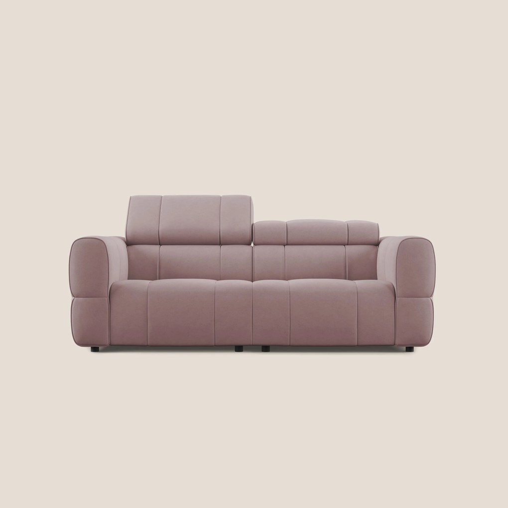 Giotto Divano modulare con opzione relax elettrico in microfibra effetto velluto impermeabile T09