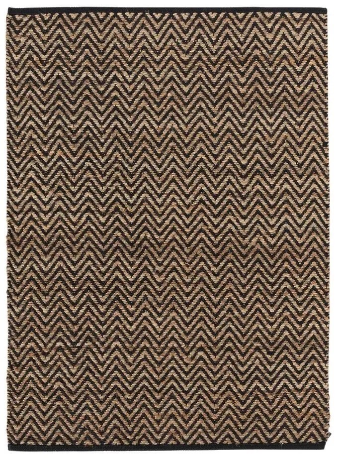 Tappeto nero/di colore naturale in misto iuta 120x170 cm Zigzag – douceur d'intérieur