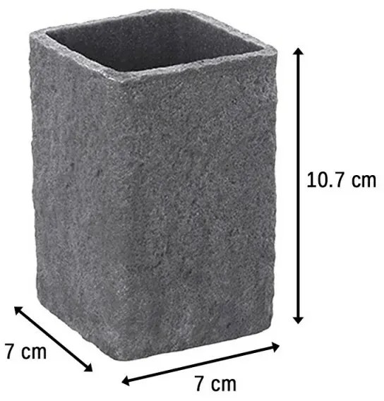 Portaspazzolino Moderno In Resina Colore Grigio Effetto Pietra Da Appoggio