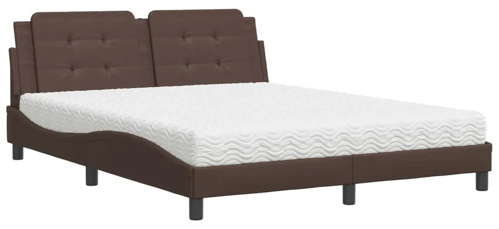 Letto con materasso marrone 160x200cm in similpelle