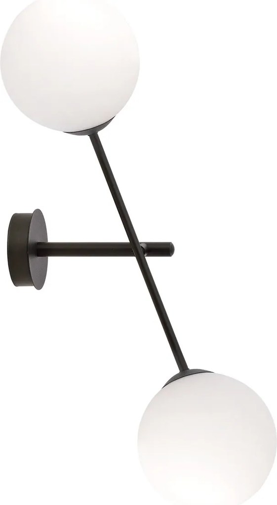 Applique da Parete in Acciaio e Vetro LINEAR K2 Nero 2xE14