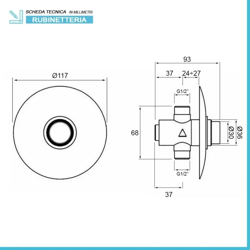 Rubinetto doccia incasso temporizzato a pulsante MCM in ottone cromo