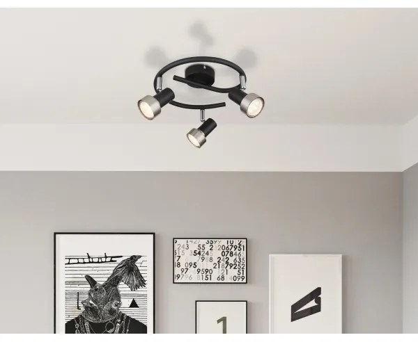 Globo 57917-3N - Faretto MASON 3xGU10/25W/230V nero/argento