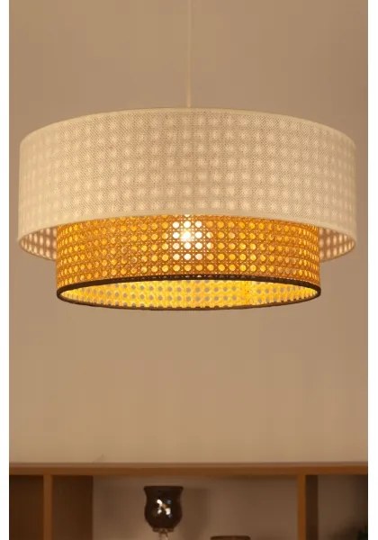 Lampadario a sospensione con cavo NATIA 1xE27/60W/230V Ø 45 cm bianco/marrone